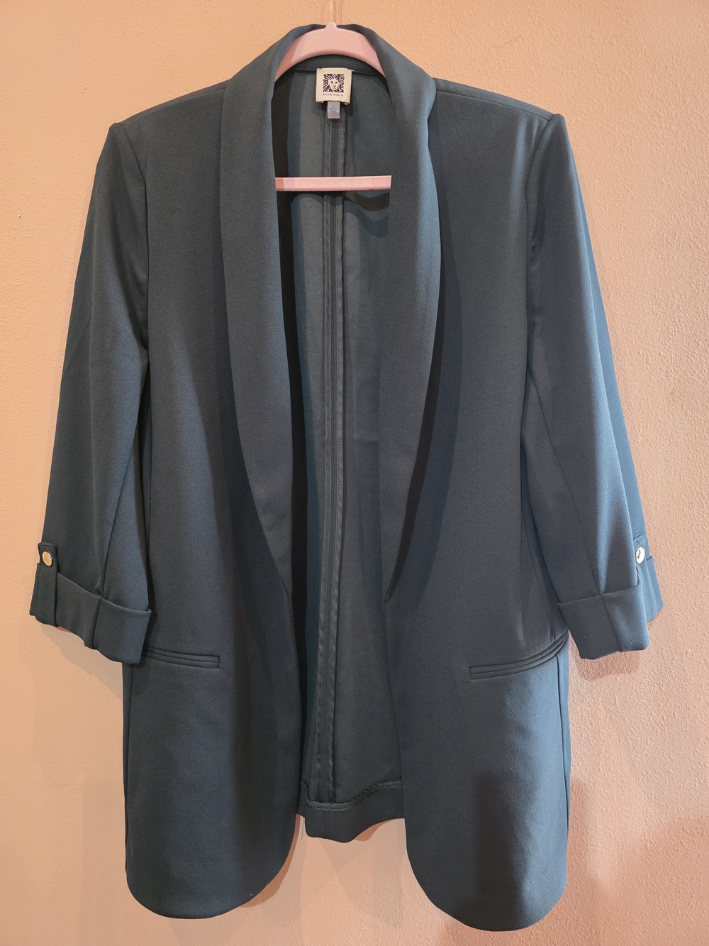 Anne Klein Teal Open-Front Blazer Jacket Size L
